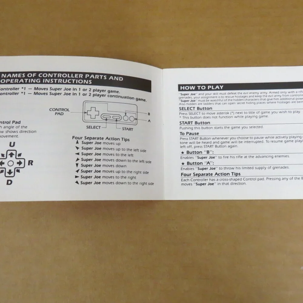 Nintendo Capcom Commando NES Manual Only, 1986 No Game, Instruction Booklet
